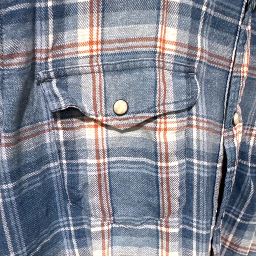 Lucky Brand Women Shirt S Blue Plaid Western Pearl Snap Button Long Sleeve - Picture 5 of 7
